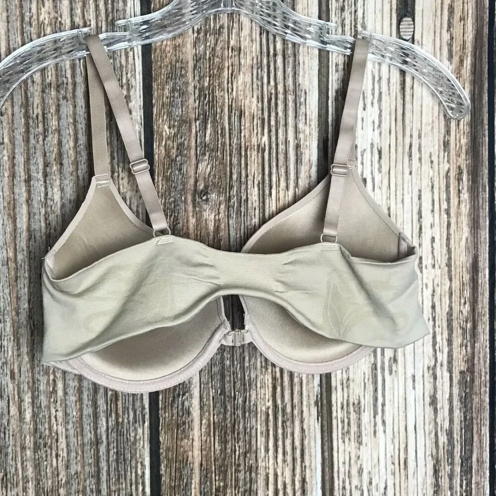 36D New York Elegance Push Up Bra ~ Beige ~ Adjustable Straps ~ Underwired